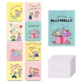 Monolike Message Olly Molly Birthday Card - Mix 40 Mini Postcards, 20 envelopes Package