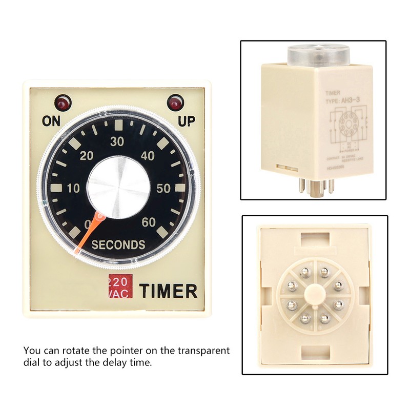 AH3-3 Power on Delay Timer Time Relay AC 220V 50/60Hz(60S)