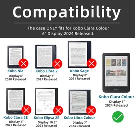 Case for 6" Kobo Clara Colour 2024 Released, Ultra Clear Soft Flexible Transparent TPU Back Cover with Auto Sleep/Wake for Kobo Clara Colour, Dark Blue