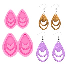2Pcs Resin Molds Silicone Earring Molds for Jewelry Making, Silicone Molds for Resin DIY Woman Earring, Hollow Tear Drop Mold Epoxy Resin Molds, Jewellery Epoxy Resin Casting Molds, Size S M