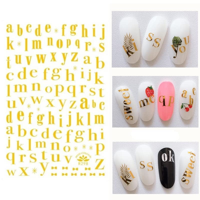 LANODO 8 Pcs Nail Stickers Alphabet 3D English Arabic Numerals