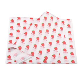100 Sheets Wax Paper 15 x 11 Inch Greaseproof Sandwich Burger Chips Cuttable Baking Parchment Wraping Paper (Strawberry)