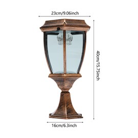 2 Pack Large Aluminum Solar Lamps,Solar Pillar Lights Outdoor Bronze Waterproof LED Landscape Light Copper Fence Post Lantern for Brick Fence Deck or Patio (Bronze)