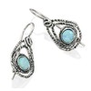 Teardrop Shaped 925 Sterling Silver Created White Opal Earrings with
