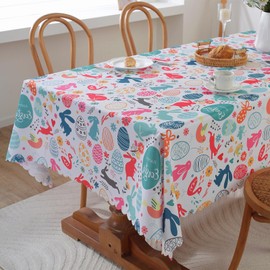 meioro Easter Tablecloth 40 x 60 Inch, Spring Rabbit Egg Rectangular Table Cloth, Colorful Printed Washable Table Cover for Decorating Parties Picnics Dinner Decor（Easter A）