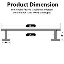 AuraGala 24 Inch Modern Towel Racks for Small Bathroom, Heavy Duty SUS304 Wall Mounted Towel Bar, Matte Black