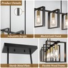 5-Light Black Gold Dining Room Light Fixture, 53’’ Farmhouse Wood