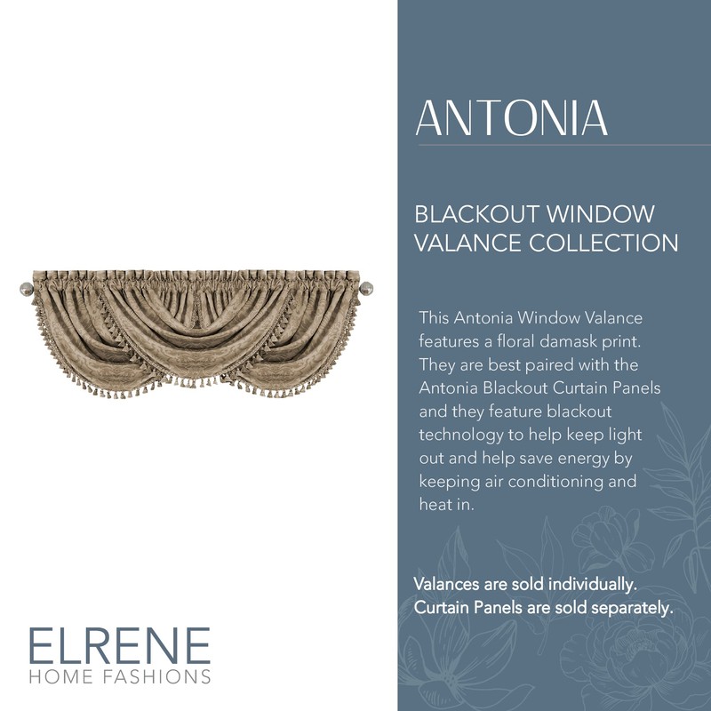 Elrene Antonia Verdunkelungsvorhang/Faltenvolant für Gardinenstangen, Polyester, Taupe, 52 in x