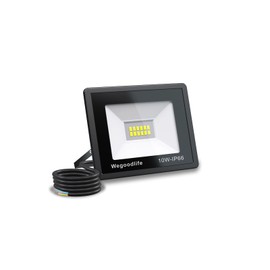 Wegoodlife 10 W LED Outdoor Spotlight, Super Bright 730 LM Spotlight, 6500 K Cool White Outdoor Spotlight, IP66 Waterproof LED Floodlight, 50 cm Cable, No Plug, Outdoor Light for Backyard, Driveway,