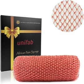 Esponja de red africana Unifab auténtica esponja exfoliante africana para baño, paño exfoliante, paño de red africana, exfoliante corporal para ducha, color rosa