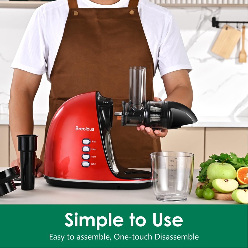 Slow Masticating Juicer,Brecious Cold Press Juicers with 2 Speed Modes