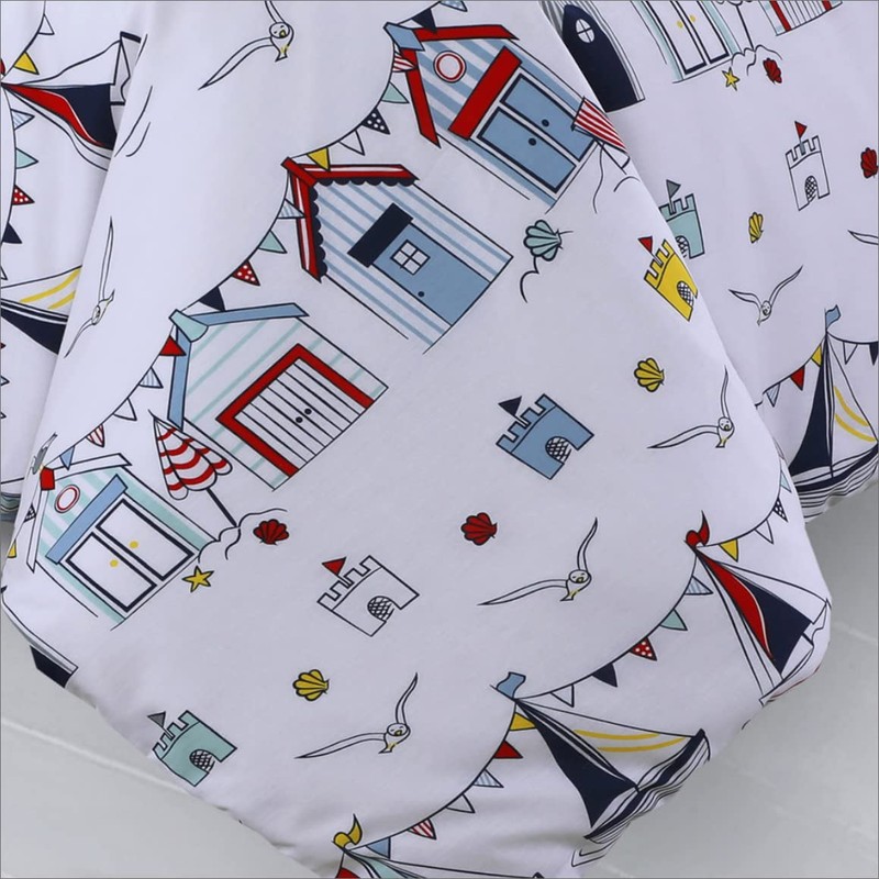 Velosso Nautical Seaside Boats Beach Hut Sail Reversible Duvet Cover