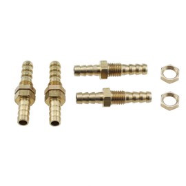 MTQY 4PCS Hose Barb Bulkhead Fitting 1/4 Inch Straight Through Hex Union Brass Fitting for Water and Fuel Oil and Air Application