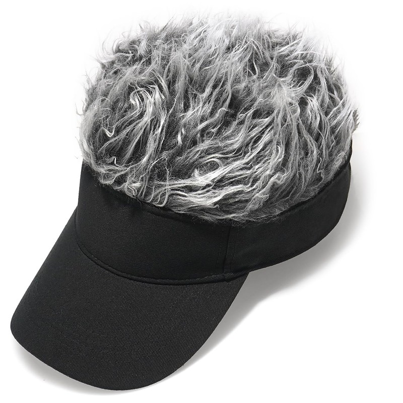 MESU Mens Visor Hat Wig Peaked Baseball Golf Cap with
