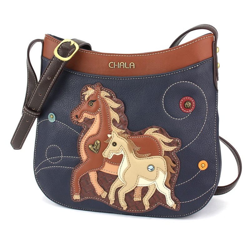 CHALA - Bandolera con correa ajustable, Horse Family - Navy,