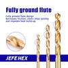 JEFE HEX 1/4" HSS Twist Titanium Drill Bits, Hex Shank