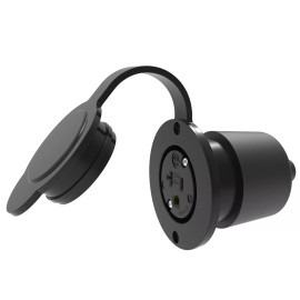 Journeyman-Pro BLACK 125V 20A Flanged Outdoor Power Outlet Receptacle RV Boat 110V 5-20 5379 - No Cover/Cap