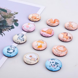 Wukong 12 Pcs Cute Fridge Magnets, 30mm Strong Round Magnet, 3D Glass Magnets, Decoractive Magnets Suit for Whiteboard Home Office Notice Board and School
