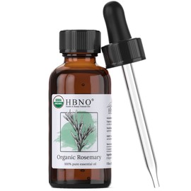 HBNO Organic Rosemary Oil for Hair Growth 1 oz (30ml) - Pure Rosemary Oil for Hair Growth Organic - USDA Certified Organic Rosemary Essential Oil for Hair Growth Improve Volume & Shine