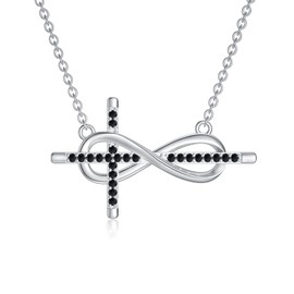 Seiyang Cross Pendant Choker Necklace 925 Sterling Silver Infinity cross necklace Pendant Religious Jewelry Christian Baptism Gift