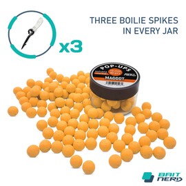 Bait Nerd 40pcs, 10mm, Maggot Natural Premium Floating Pop-Up Boilies | Carp Fishing Bait | for Hair Rig, Chod Rig, Flat Feeder | Carp, Buffalo, Catfish…