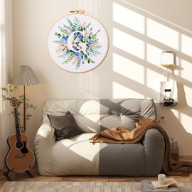 IUHUI Embroidery Kit for Beginners Adults - 26 Floral Letters Easy Patterns, DIY Hand Stitching Embroidery Set with Hoop (Flower and Grass Letter G)