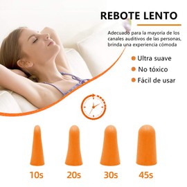 60 pares de Tapones para dormir de 36dB, Suaves y Cómodos tapones de espuma de calidad para Protección auditiva, Dormir, Nadar, Disparar, Reducir el ruido, Viajar, música, Reutilizables -Naranja