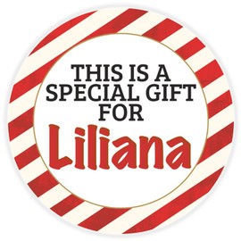 This is a Gift for Liliana - 3 Pack Circle Stickers 3 Inch - Candy Cane Merry Christmas Gift Tag Present Tree Holiday Custom Name Santa Claus