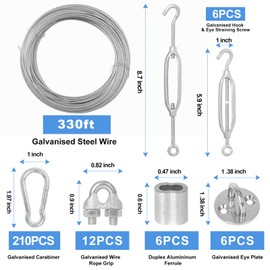 Batting Cage-Netting Wire Tension Kit for 70ft, Adjustable Batting Cage Suspension Net Kit, Batting Cage Net Hanging Kit for Baseball and Softball