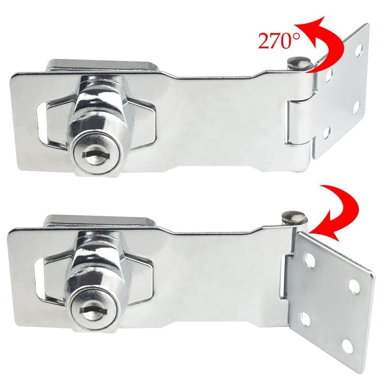 TOVOT 4PCS 4" Keyed Hasp Locks Door Hasp Latches Lock