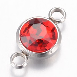 Ornazy 20Pcs 10x17.5mm Colorful Faceted Glass Pendants Crystal Flat Round Links connectors for Jewelry Making Necklace Bracelet, Non-Precious Metal, No Gemstone