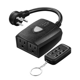 DEWENWILS Waterproof Outdoor Light Timer, 15A 1/2HP Outlet Timer Outdoor with 2 Grounded Outlets, 100FT Remote Control, Outdoor Timer for Lamps, Decorations, Pump, Sprinkler, Fountain, FCC Listed