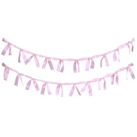 Bow Garland Banner，Pink Garland Banner Ribbon Bow Party Décor，Pink Coquette Birthday Party, Bachelorette Birthday Decor, for Baptism Daughter Nursery Baby Bridal Shower Wedding Favors Supplies