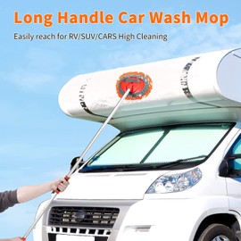 Wontolf 62'' Car Wash Brush with Long Handle Chenille Microfiber Car Wash Mop Car Washing Brush Cleaning Kit Windshield Window Squeegee Wheel Brush Car Duster Dry Towels for Cars RV Truck Boat 10PCS
