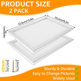 GBACHOOSE Pack of 2 Folding Frames Aluminium A4, Folding Frame A4 with 25 mm, Poster Frame with Mitred Corner, Silver Snap Frame for Posters, Certificates, Photos, Advertising Materials