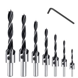 Pfloge® 7 Pcs HSS 5 Flute Senker Bohrer Set Screwdriver Reibahle Holzverarbeitung Countersink Drill Werkzeug, 3-10mm