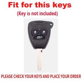 TECART Metal Fit for Jeep Key Fob Cover Fit For Dodge Ram 1500 2500 3500 Jeep Wrangler Patriot Compass Chrysler Aspen Durango Leather Smart Key Cover Red