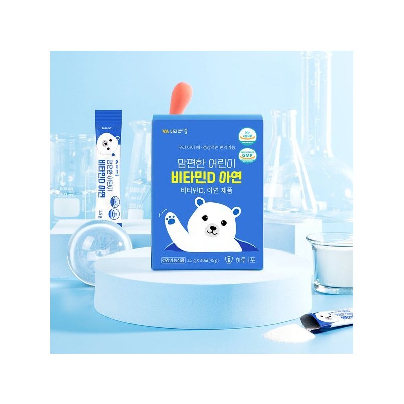 Vitamin Village 맘편한 어린이비타민D 아연 1박스 30포 1개월분 Mom's Comfortable