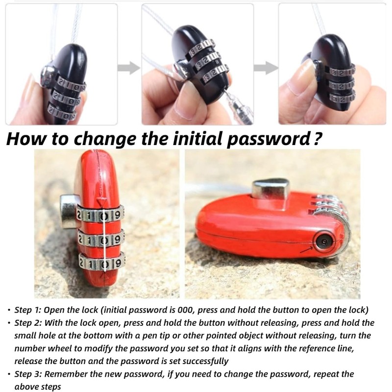 Red Heart Shape Padlock Mini 3 Digit Code Lock with
