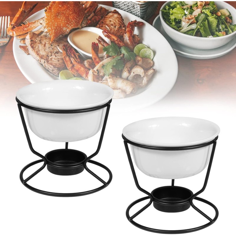 2 Pieces Butter Warmers for Seafood,Ceramic Butter Warmers for Chocolate