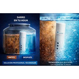 Sistema Antisarro y Suavizador de Agua para Tinaco y Cisterna 450 a 1,200 L | Pack 4 Piezas | 28 Meses de Protección | Elimina Sarro 85% | Filtro Magnético | TECHNOSAR