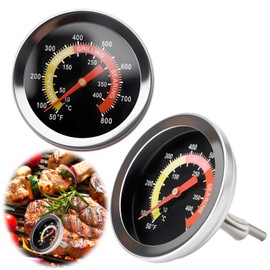 2Pcs BBQ Grill Temperature Gauge Dial 2" (52MM) Charcoal Grill Smoker Thermometer 800F Oven Barbecue Thermometer Gauge for Oven Panel Port Lamb Beef Pizza Cooking