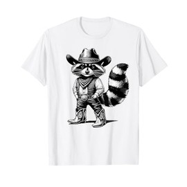 Vintage Raccoon Cowboy Cowgirl Trash Panda Western Country T-Shirt