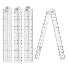 ZSRVAJ 4 Pcs Foldable Ruler, Ruler 30cm Folding, Folding Ruler, Ruler 15cm Geometric Measuring School Stationery Tool Transparent Straight Ruler Flexible Ruler Geometric Ruler for Office
