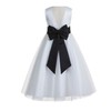 ekidsbridal V-Back Lace Edge White Flower Girl Dresses Black Baptism