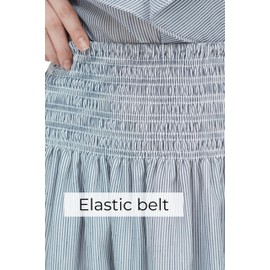 SIXDO G-Blue Stripe Raw Flared Skirt: Trendy Fall Winter Outfit for Women, Skirt for Womens 2025