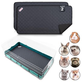 LUFTPETS Washable Rabbit & Guinea Pig Cage Liners for Midwest, 24"x47", 2 PCS, Easy to Clean Unlike Fleece, Absorbent & Waterproof Guinea Pig Bedding and Non-Slip Pee Pads & Rabbit Floor Mats