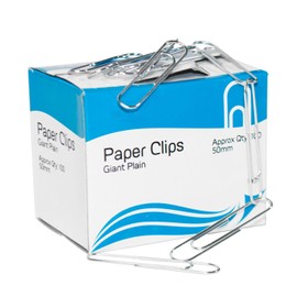Giant Plain Polished Steel Paper Clips, 50mm, Pack of 500