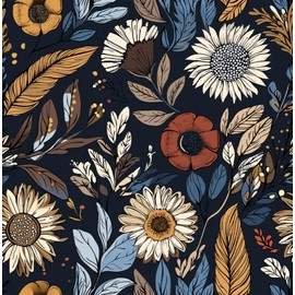 KDGHORMY Painting Floral Wallpaper Self Adhesive Peel and Stick Cream Blooming Watercolor Abstract Botanical Flower Leaf Contact Paper Removable Waterproof for Bedroom Renter Friendly 17.71"x118.1"