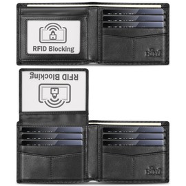 HIMI Wallet for Men-Genuine Leather RFID Blocking Bifold Stylish Wallet With 2 ID Window (Carbon Fiber Black)